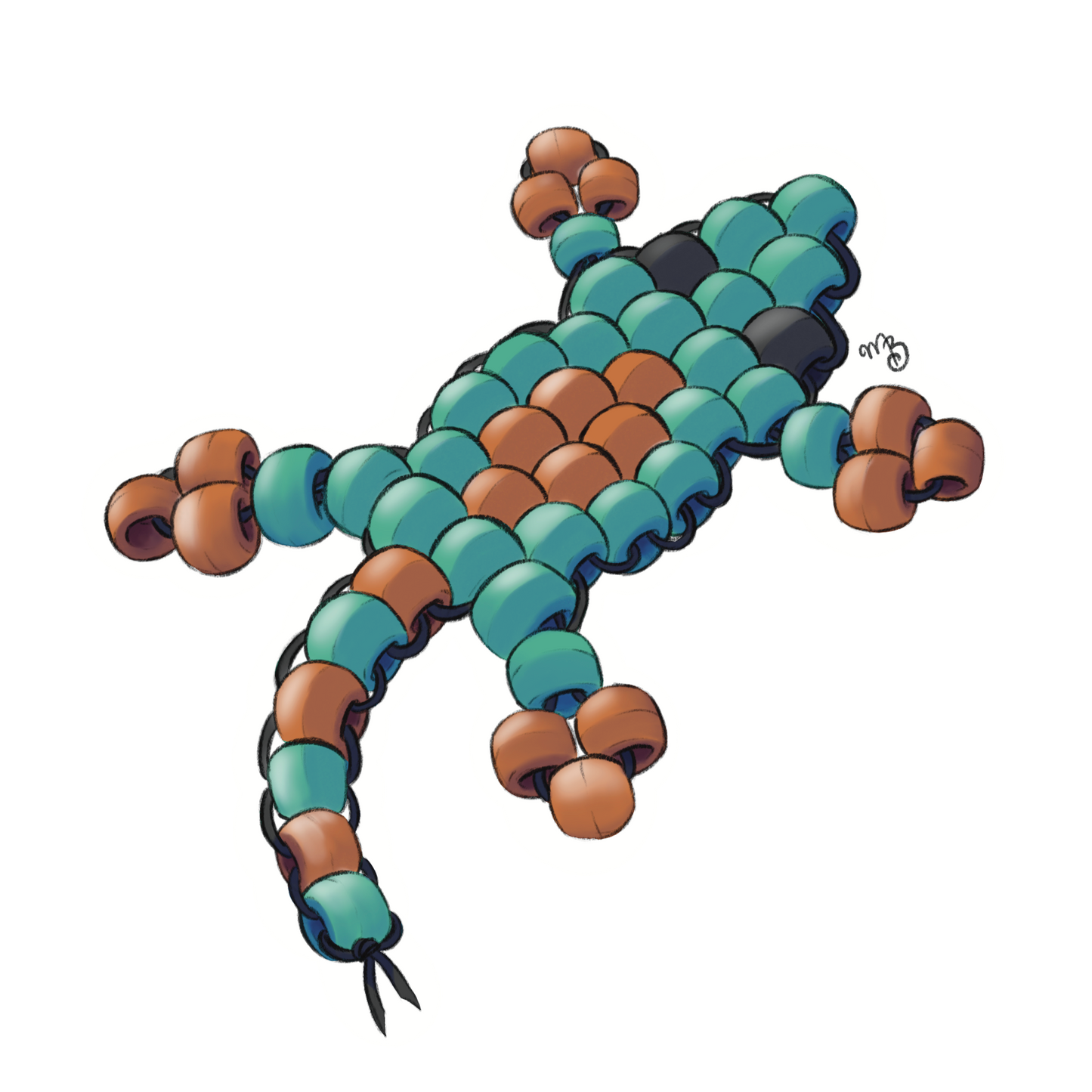 Pony Bead Lizard Sticker